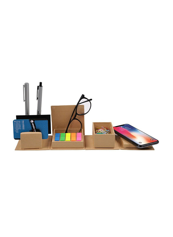 

Eco-Neutral Eco-friendly Desk Cube with Wireless Charging, Brown