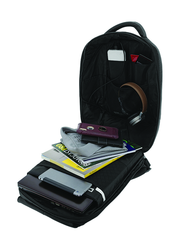 سانتهوم حقيبة كمبيوتر محمول مضادة للسرقة مقاس 15.4 بوصة مزودة بشحن يو اس بي ، أسود