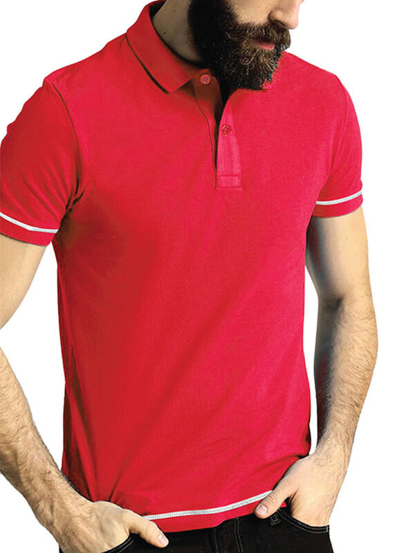 Santhome Short Sleeve Polo Shirt for Men, Small, Red