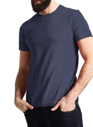 Santhome Bio180 Short Sleeve Crew Neck T-Shirt for Men, Extra Large, Navy Blue