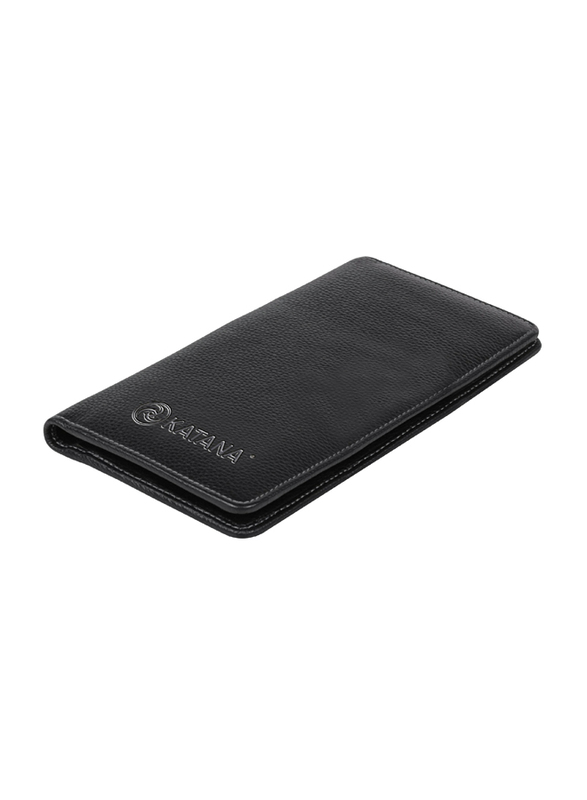 Santhome Genuine Leather Slimfold Full-Grain Long Bifold Wallet for Men, Black
