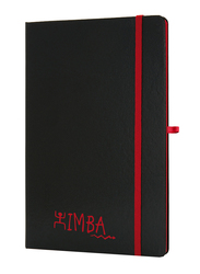 Santhome Classic Lined Notebook with Hardcover Ruled, 3mm Elastic Closure, 192 Pages, 70 GSM, A5 Size, 5 Pieces, Black/Red