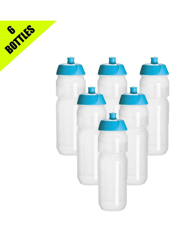 Tacx 750ml Sipper Sports Plastic Water Bottle with Spout, 6 Pieces Trans/Aqua Lid