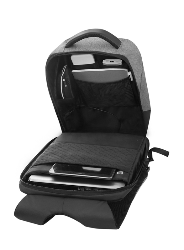 Santhome 15.4-inch Backpack Laptop Bag with USB Charging, Grey/Black
