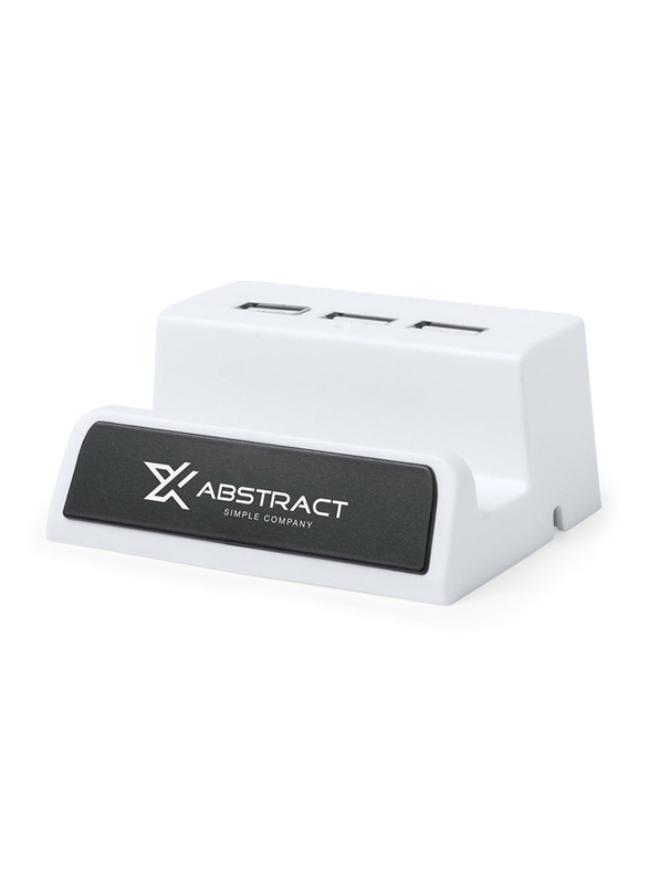 Abstract Desk Mobile Phone Holder with USB Hub, White