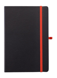 سانثوم دفتر ملاحظات مسطّر كلاسيكي مع غلاف مقوى ، 3 مم إغلاق مرن ، 192 صفحة ، 70 GSM ، مقاس A5 ، 5 قطع ، أسود / برتقالي