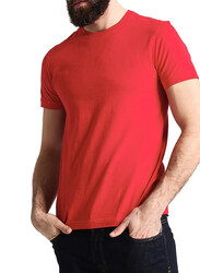 Santhome Bio180 Short Sleeve Crew Neck T-Shirt for Men, Extra Large, Red