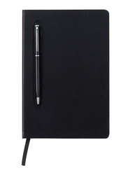 Giftology Campina Soft Touch Hardcover Notebook and Pen Set, 80 Sheets, 80 GSM, A5 Size, Black