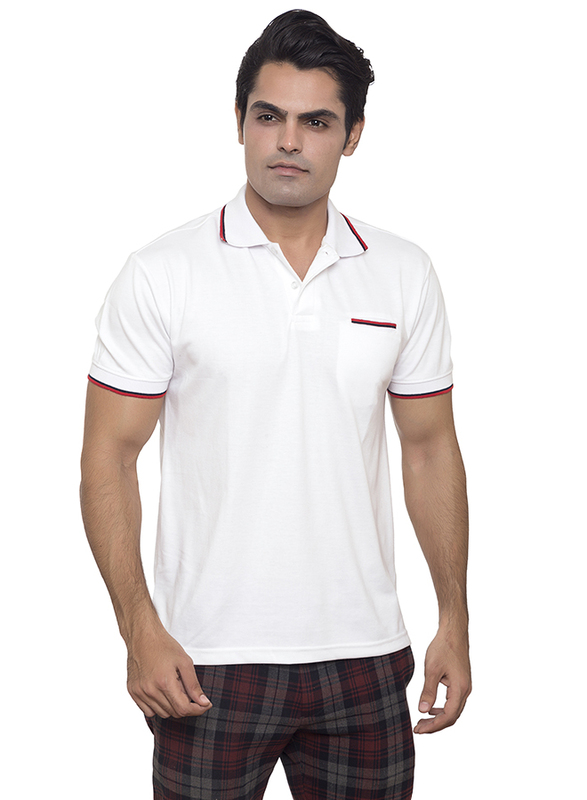 Santhome Tropikana DryNCool Polo Shirt for Men, Small, White