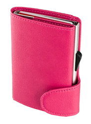 Santhome RFID Leather Minimalist Slim Pop-up Card Holder Wallet for Men, Pink