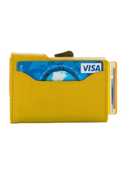 Santhome Minimalist Slim Metal Card Holder Wallet for Men, Camel Yellow