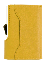 Santhome Minimalist Slim Metal Card Holder Wallet for Men, Camel Yellow
