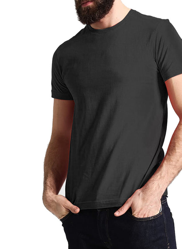 Santhome Bio180 Short Sleeve Crew Neck T-Shirt for Men, Extra Large, Black