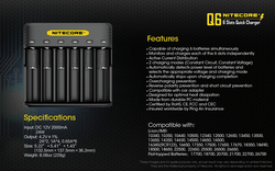 Nitecore Q6 6 Bay Lithium Ion Battery Charger, Black
