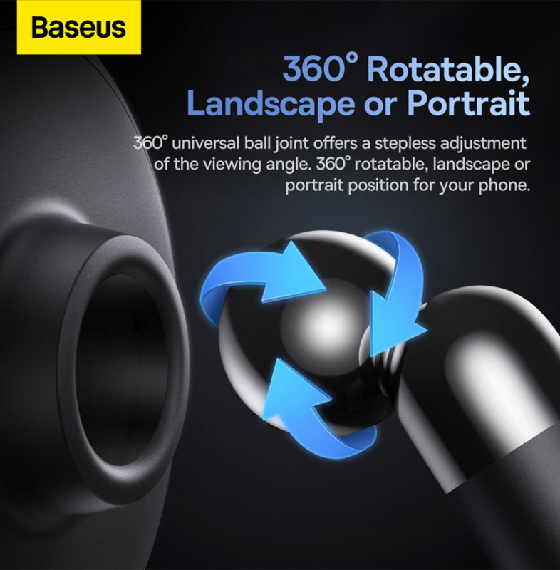Baseus Universal 360° Strong Magnetic Dashboard Car Mount Holder for Samsung/iPhone/Huawei/Xiaomi Smartphones, Black