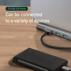 Baseus 11-in-1 USB-C Docking Station with 4K HDMI, 4 x 5Gbps 3.0 USB, RJ45 Ethernet, 60W Power USB-C Charging, 3.5mm Audio, VGA, Micro/SD Card Reader for MacBook/Pro/Air, iPad, Dark Grey
