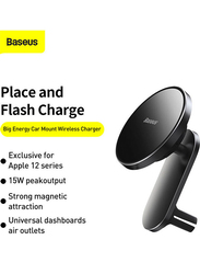 Baseus Magnetic Absorption Car Dashboard Air Outlet Mount Wireless Charger for iPhone 12 Series, Black