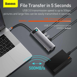 Baseus 11-in-1 USB C Hub Docking Station Adapter with 4K HDMI for MacBook Pro/Microsoft Surface Pro/Apple iPad Pro, Grey