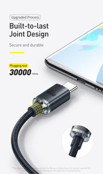 Baseus 1.2-Meter Crystal Shine Fast Charging 100W Type-C Charging Data Cable, USB Type A to USB Type-C for Smartphones/Tablets, Black