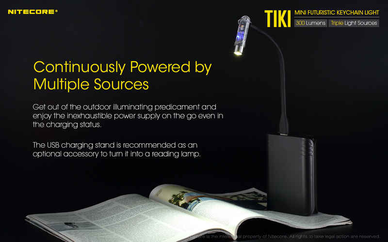 Nitecore TIKI 300 Lumen USB Rechargeable Keychain Light, Black
