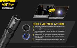 Nitecore MH12 v2 1200 Lumen USB-C Rechargeable Flashlight, Black