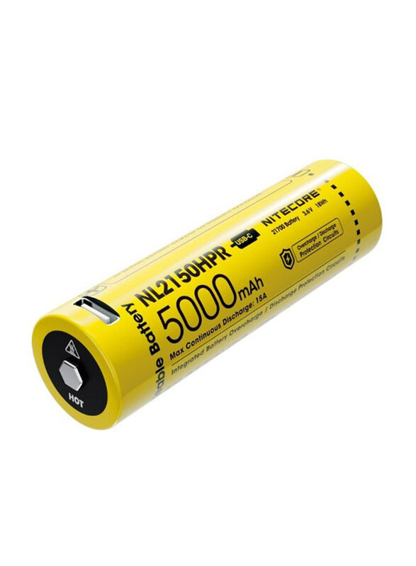 

Nitecore NL2150HPR 5000mAh USB-C Rechargeable 21700 Battery, Yellow