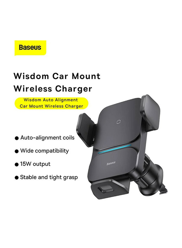 Baseus 15W Air Outlet Holder Max Wireless Charger Car Phone Holder, Black