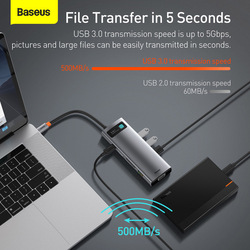 Baseus 9-in-1 USB C Hub Docking Station Adapter with 4K HDMI for MacBook Pro/Microsoft Surface Pro/Apple iPad Pro, Grey