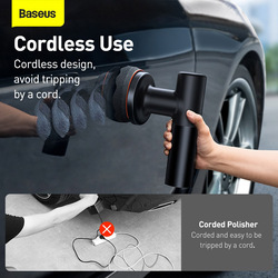 Baseus 4000mAh Wireless Portable Car Polisher, 3800RPM, Black