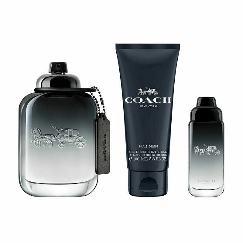 COACH NEW YORK EDT 100ML + 15ML + 100ML ALL OVER SHOWER GEL  SET FOR MEN