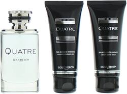 BOUCHERON QUATRE  EDT 100ML +100ML AFTER SHAVE + 100ML ALL OVER SHOWER GEL SET FOR MEN