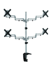 I-View ET01-C048 Four Monitor Desktop Clamp Stand, Silver/Black