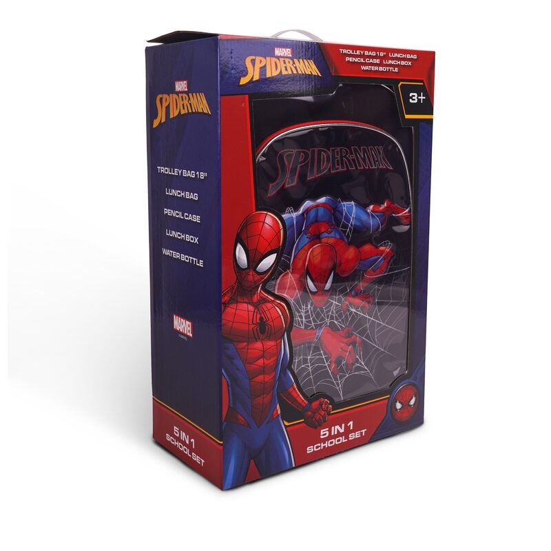 MARVEL SPIDER-MAN BLACK  5IN1 TROLLEY BOX SET 18"