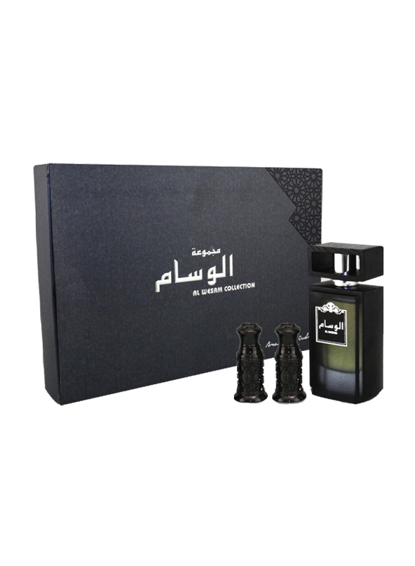Arabian Oud 5-Piece Al Wisam Collection Gift Set Unisex, Maajoun Al Arabia 50gm, Royal Mabthooth 40gm, Musk 4gm, Sultan 4gm EDP, 1 Spray Vial