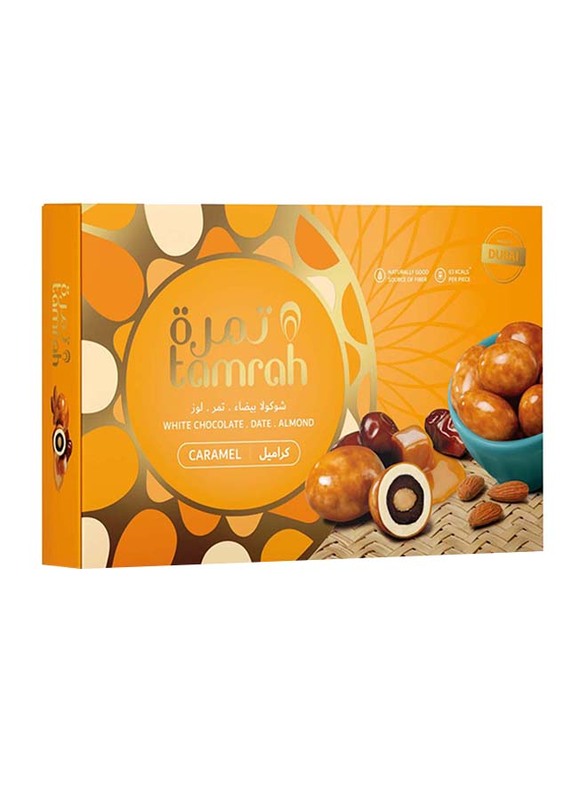 Tamrah Caramel Chocolate Covered Date with Almond Gift Box, 16 Pieces, 310g