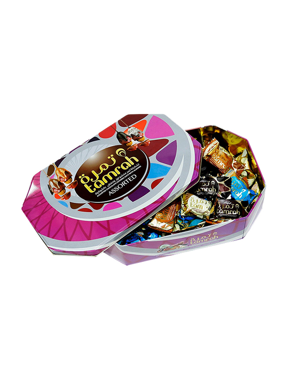 Tamrah Assorted Chocolate Covered Date with Almond Tin Box, 700g