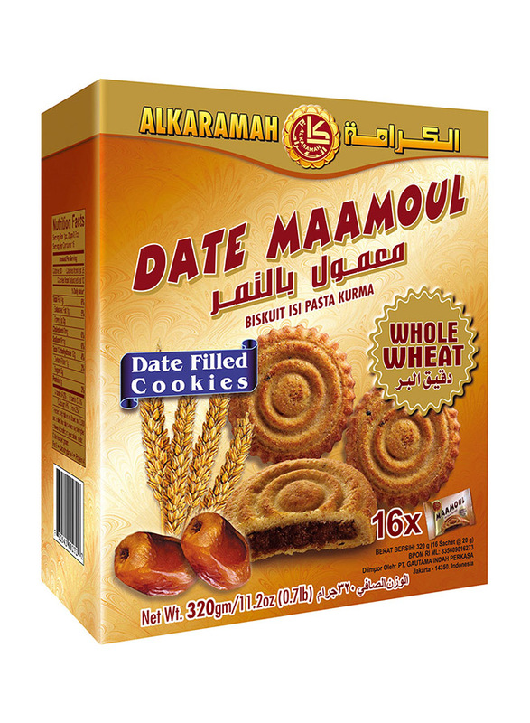 Al Karamah Whole Wheat Date Maamoul Box, 16 Pieces x 30g