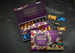 Tamrah Assorted Chocolate Covered Date with Almond Gift Box, 16 Pieces, 270g