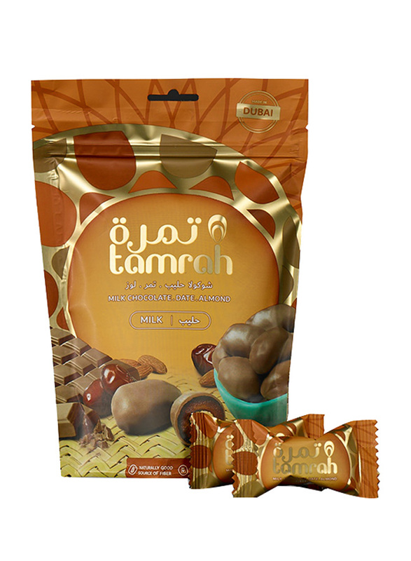Tamrah Date with Almond Covered with Milk Chocolate Zipper Bag, 100g