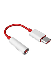 3.5mm Earphone Jack Audio Cable Converter, USB Type-C to 3.5 mm Jack for Oneplus 1+ 6T, Red/White