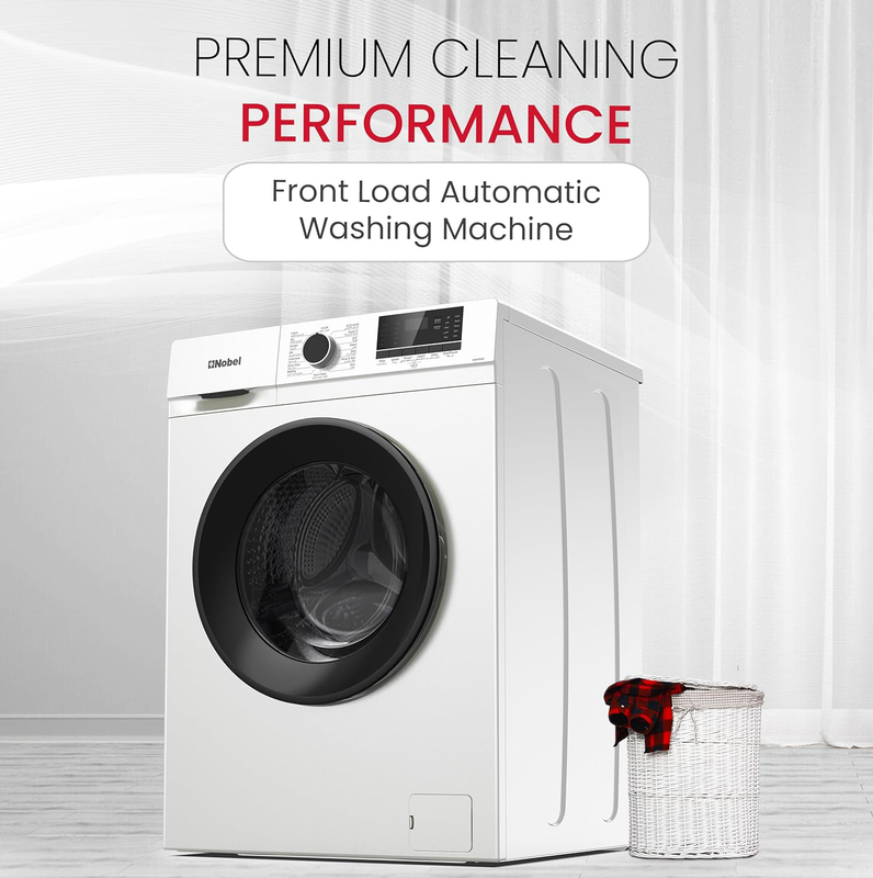 Nobel 6.0 KG Front Load Automatic Washer, 15 Wash Program, LED Indicator, 1000RPM Spin Speed, NWM760RH, Silver