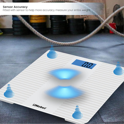 Nobel Weighing Scale 180 KGS Tempered Glass Digital Anti Slip Feet, White