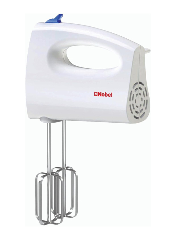 Nobel Hand Stick Blender with Two Chromed Beaters & Dough Hooks, 250W, NHB25, White