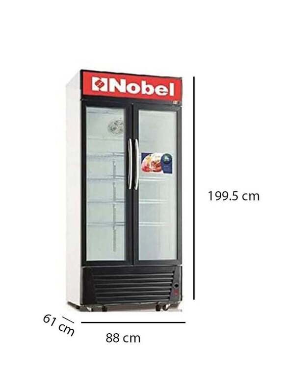 Nobel Upright Chillier Double Door Hinge Light Box Lock and Key, 518L, NSF650, Black