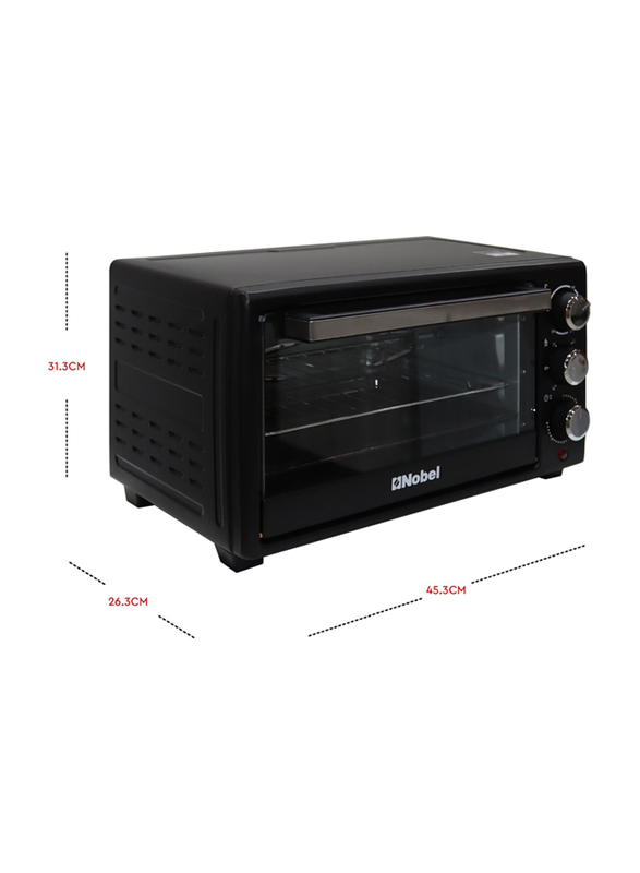 Nobel 18L Electric Oven with 3 Knob Control, 1280W, NEO20, Black