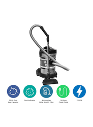 Nobel Drum Vacuum Cleaner Made in Turkey with Air Speed Control 360° Hose Rotating 25 Litres Low Noise with Extra long Power Code, NVC2600, Grey/Black