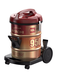 Hitachi 18L Drum Vacuum Cleaner, Thailand, 2100W, CV950F, Gold/Red