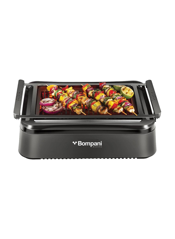 Bompani Indoor Smokeless Grill with Infrared Technology BBQ Grill, 1600W, BBQ007, Black