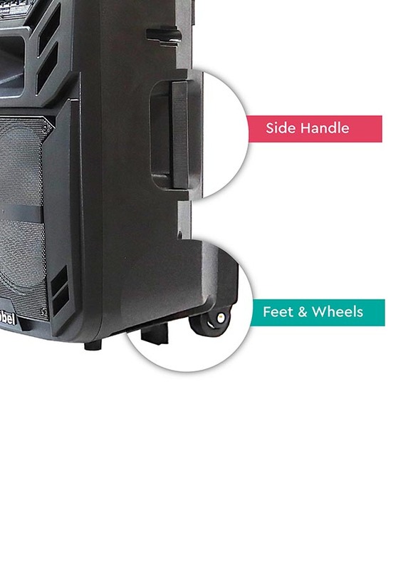 Nobel Portable Trolley Speaker, 80W RMS, NSP111T, Black