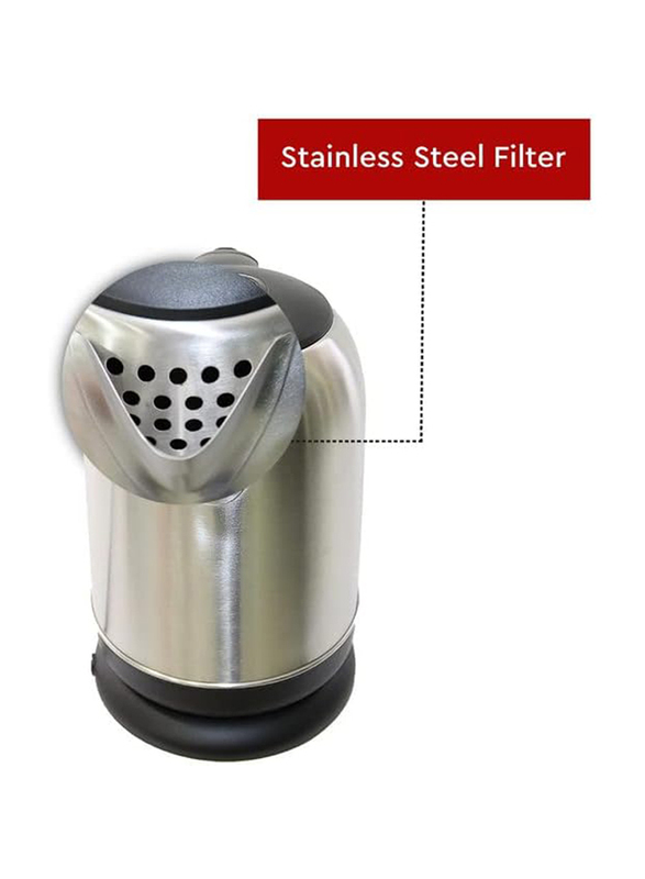 Nobel 1.7L Stainless Steel Kettle with Auto Lid-Open Structure and Dual Window, NK182SS, Silver